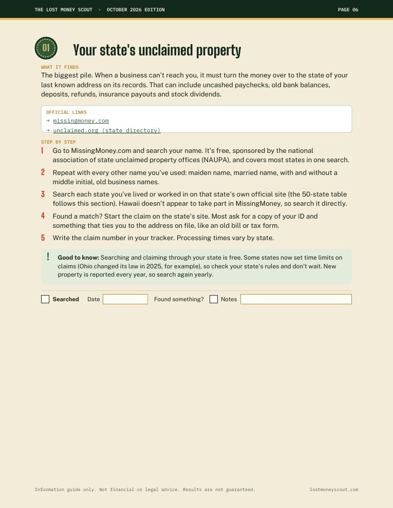 Section 01, state unclaimed property